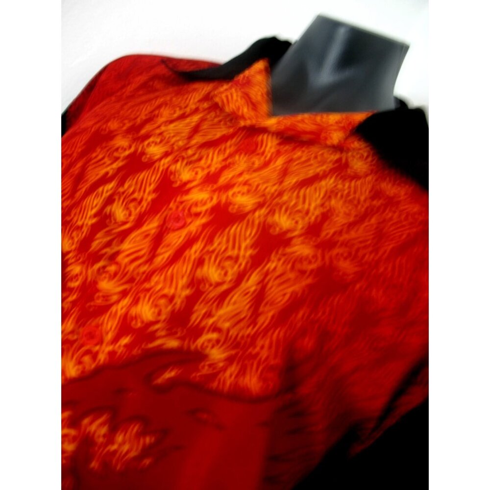 City Impact Men’s L Shirt Dragons Flames Biker Grunge Emo All Over Front Back